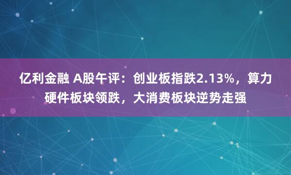 亿利金融 A股午评:创业板指跌2.13%,算力硬件板块领跌,大消费板块逆势走强