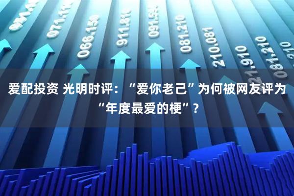 爱配投资 光明时评:“爱你老己”为何被网友评为“年度最爱的梗”?